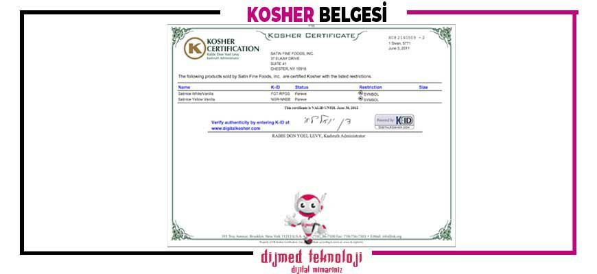 Kosher Belgesi Çorlu
